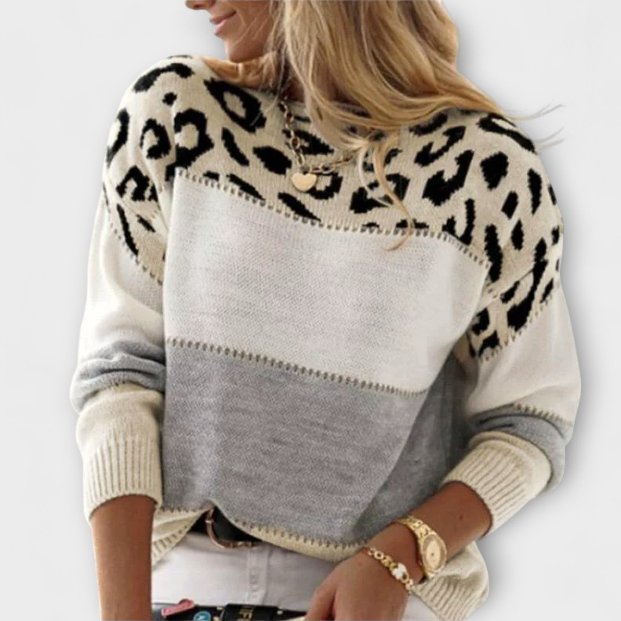 Andreia - Camisola descontraída com padrão leopardo